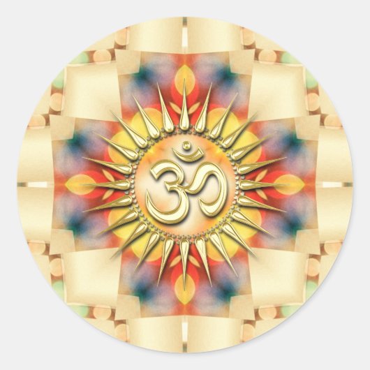 Sticker Rond Light Pastel Cross & Golden Om (Devant)