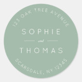 Sticker Rond Light Sage Mariage Adresse de retour Moderne (Devant)