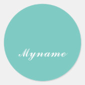 Sticker Rond Light Teal Trendy Modern Minimalist Chic Name (Devant)