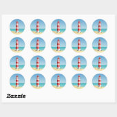 Sticker Rond Lighthouse Beach Wedding Ocean Beach Fête des mari (Feuille)