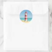 Sticker Rond Lighthouse Beach Wedding Ocean Beach Fête des mari (Sac)