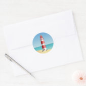 Sticker Rond Lighthouse Beach Wedding Ocean Beach Fête des mari (Enveloppe)