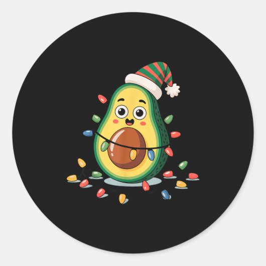 Sticker Rond Lighting Avocado Ugly Christmas Sweater Guacamole (Devant)