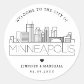 Sticker Rond Ligne aérienne de Minneapolis | Message de bienven (Devant)