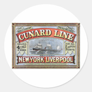 Sticker Rond Ligne affiche de Cunard de New York Liverpool