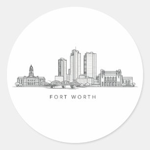 Sticker Rond Ligne artistique minimaliste de la skyline de Fort