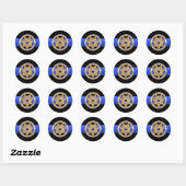 Sticker Rond Ligne bleue mince (Feuille)
