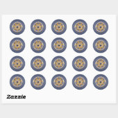 Sticker Rond Ligne bleue mince (Feuille)