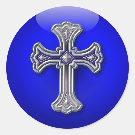 Sticker Rond Ligne Bleue Mince Prière Pour La Sécurité (Devant)