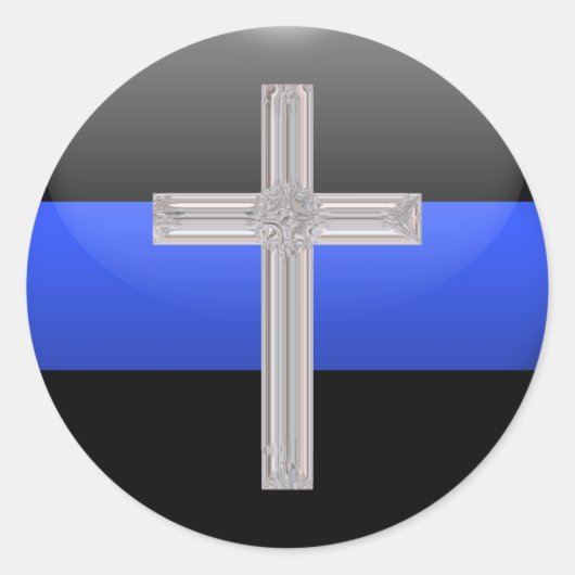 Sticker Rond Ligne Bleue Mince Prière Pour La Sécurité (Devant)