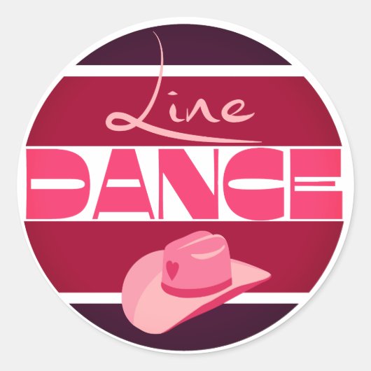 Sticker Rond Ligne danse Love Cowboyhat rose (Devant)