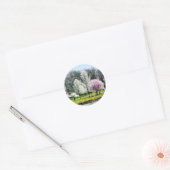 Sticker Rond Ligne d'arbres à fleurs (Enveloppe)