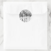 Sticker Rond Ligne de Chevaux Amish Noir et blanc (Sac)