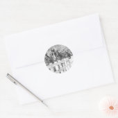 Sticker Rond Ligne de Chevaux Amish Noir et blanc (Enveloppe)