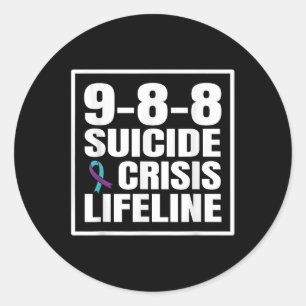 Sticker Rond Ligne de prévention du suicide 988 et crise