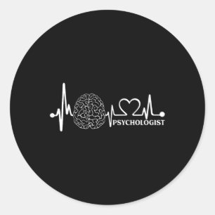 Sticker Rond Ligne de rythme cardiaque cérébral Psychologue San