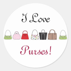 Sticker Rond Ligne de sacs à main - J'aime les sacs à main! Aut