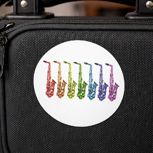 Sticker Rond Ligne de saxophones arc-en-ciel
