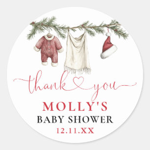 Sticker Rond Ligne de vêtements de bébé au Père Noël Faveur de 