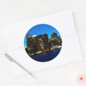 Sticker Rond Ligne d'horizon de Boston avec lune (Enveloppe)