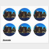 Sticker Rond Ligne d'horizon de Boston avec lune (Feuille)