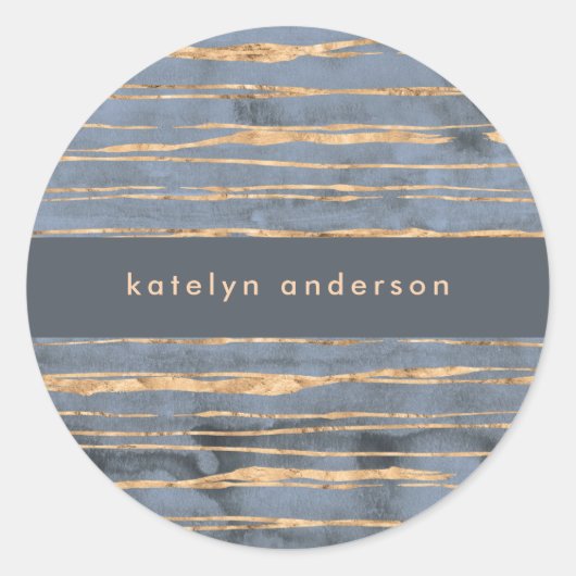 Sticker Rond Ligne d'or Messy | Périvent bleu | Professionnel (Devant)