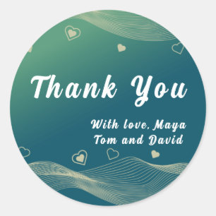 Sticker Rond Ligne élégante et design de coeur merci