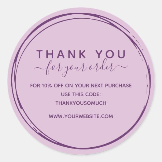 Sticker Rond Ligne Lilac Cercles Merci Pour Commande (Devant)