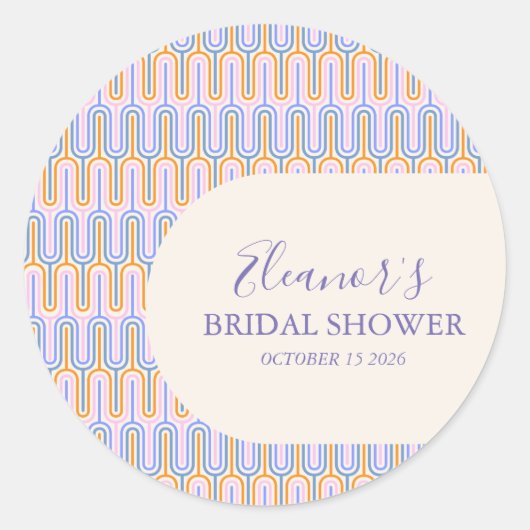 Sticker Rond Ligne pastel groovy Lavande Mariage douche sur mes (Devant)