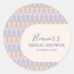 Sticker Rond Ligne Pastel Groovy Mariage Personnalisé