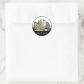 Sticker Rond Ligne Skyline Black Chicago Illinois moderne (Sac)