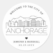 Sticker Rond Ligne Skyline d'ancrage | Accueil Mariage (Devant)