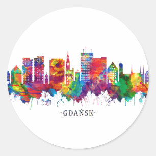 Sticker Rond Ligne Skyline de Gdansk Pologne