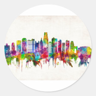 Sticker Rond Ligne Skyline de Kansas City Missouri