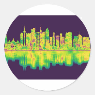 Sticker Rond Ligne Skyline Francfort-Allemagne