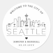 Sticker Rond Ligne Skyline Seattle Deco | Accueil Mariage (Devant)
