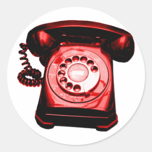 Sticker Rond Ligne téléphonique rouge