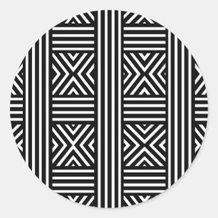 Sticker Rond Lignes abstraites noires et blanches