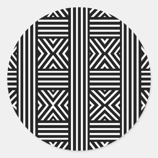Sticker Rond Lignes abstraites noires et blanches (Devant)