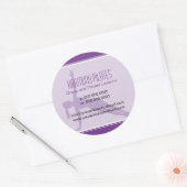 Sticker Rond Lignes convergentes Pilates violets (Enveloppe)