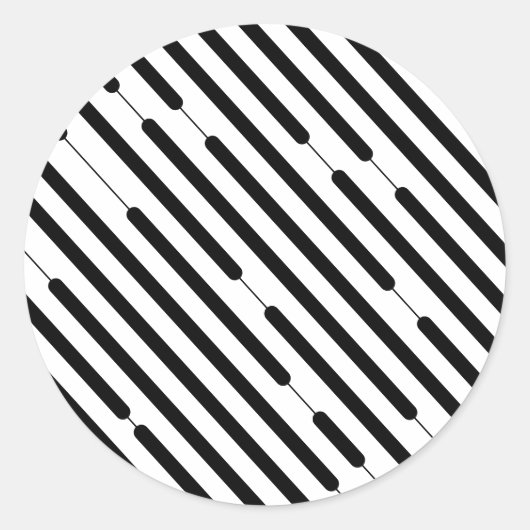 Sticker Rond Lignes de hachage noir diagonale (Devant)
