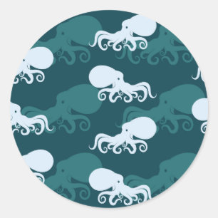 Sticker Rond Lignes Du Motif Octopus