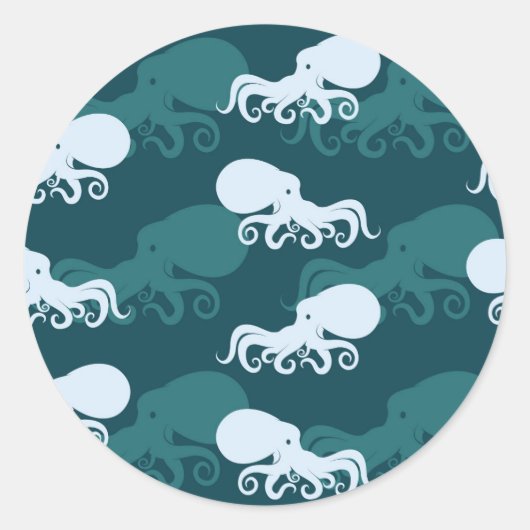 Sticker Rond Lignes Du Motif Octopus (Devant)