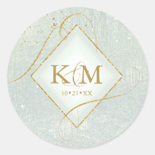 Sticker Rond Lignes fines Gold Abstrait Mariage Sage ID867