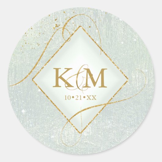 Sticker Rond Lignes fines Gold Abstrait Mariage Sage ID867 (Devant)