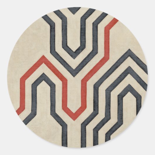 Sticker Rond Lignes graphiques orange et bleu (Devant)