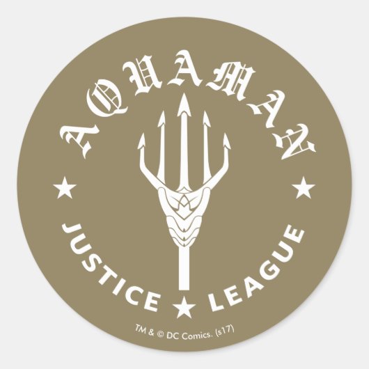 Sticker Rond Ligue de Justice | Aquaman Retro Trident Emblem (Devant)