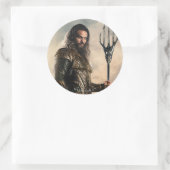 Sticker Rond Ligue de Justice | Aquaman Sur Le Champ De Bataill (Sac)