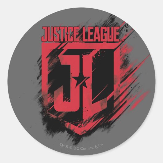 Sticker Rond Ligue de Justice | Bouclier JL de peinture brossé (Devant)