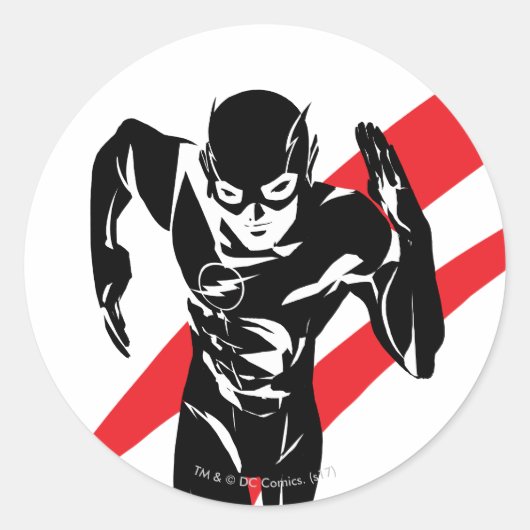 Sticker Rond Ligue de Justice | Flash Running Noir Pop Art (Devant)